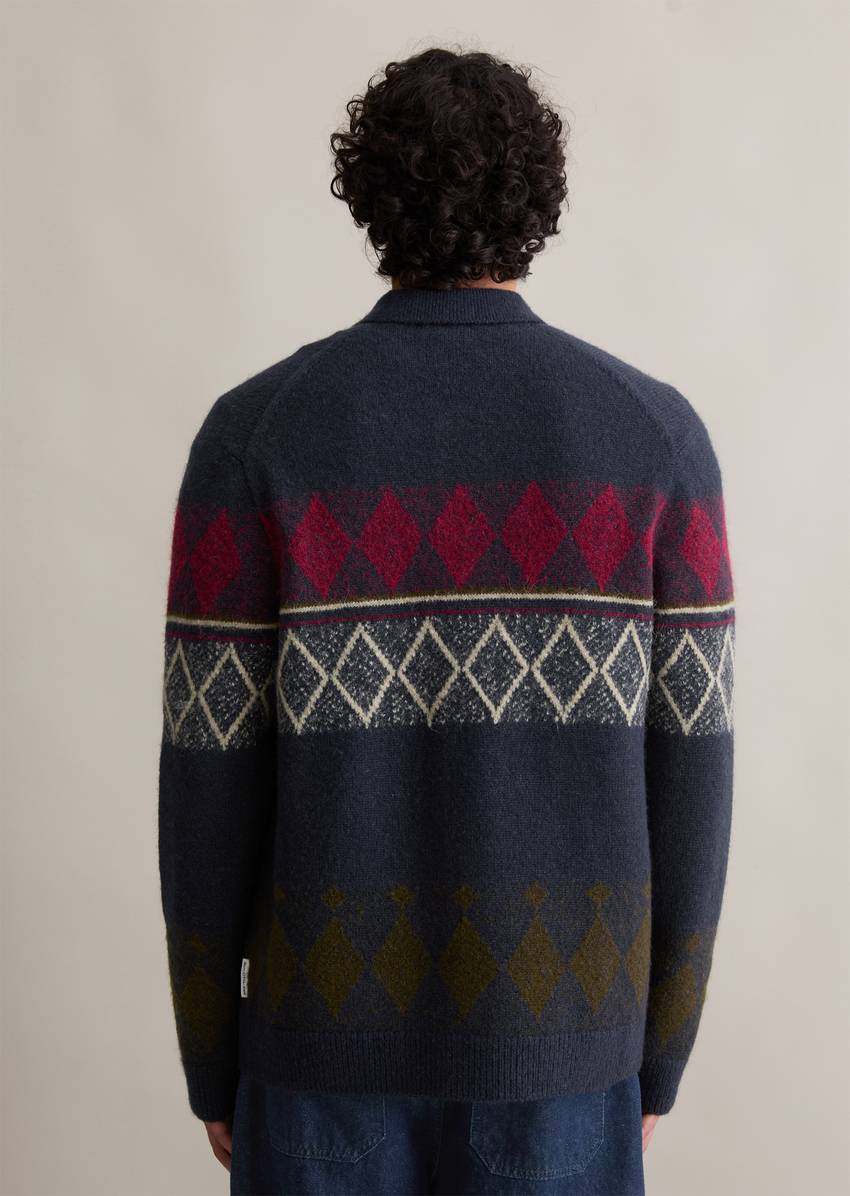 Cardigan with relaxed collar with mohair content