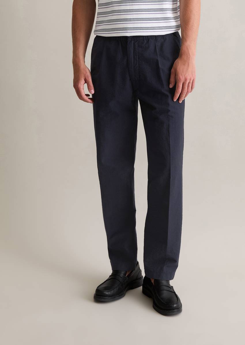 Jogger regular trousers with a fine crinkle texture