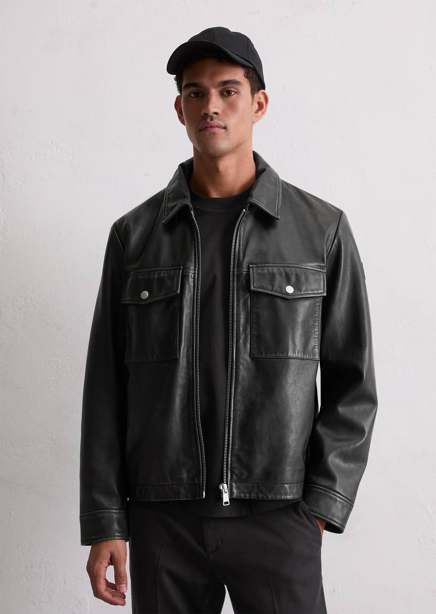 Leather jacket regular made from soft lambskin