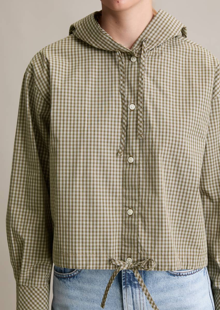 Cropped hooded blouse made from papertouch poplin