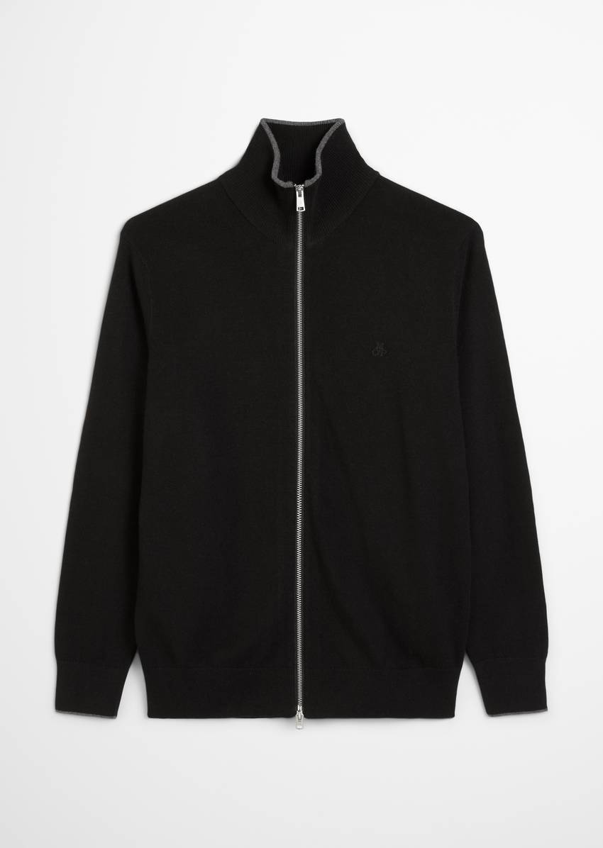 Zipper cardigan regular made from an organic cotton/virgin wool blend