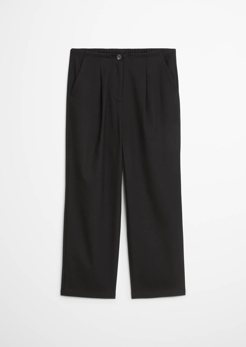 Pleated trousers loose tapered with recycled polyester and viscose