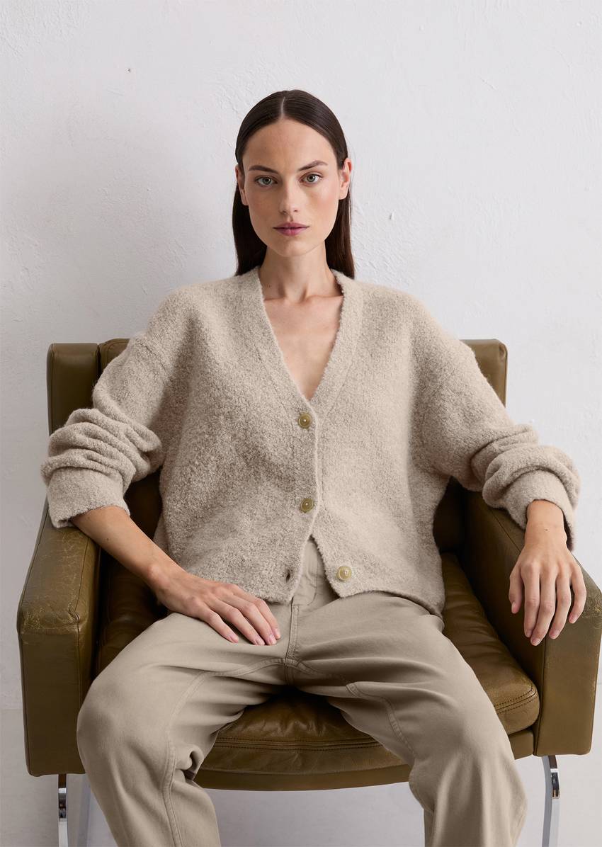 Bouclé cardigan regular made from a virgin wool/alpaca wool mix