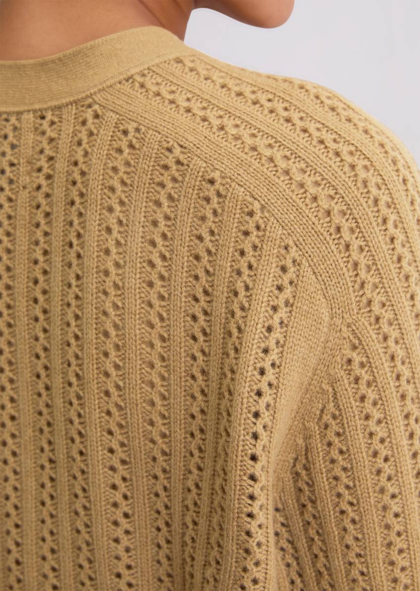 Ajour cardigan oversize made from virgin wool