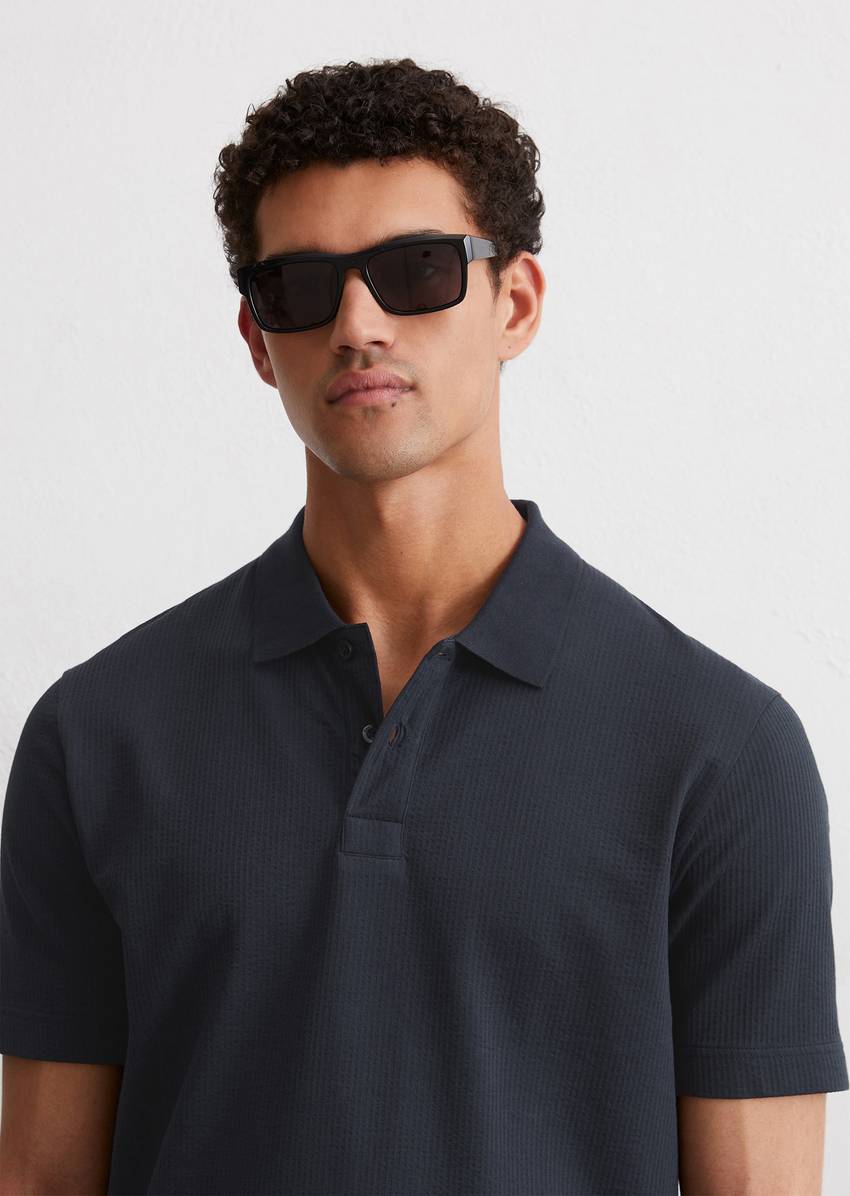 DfC polo shirt seersucker regular made from an organic cotton blend