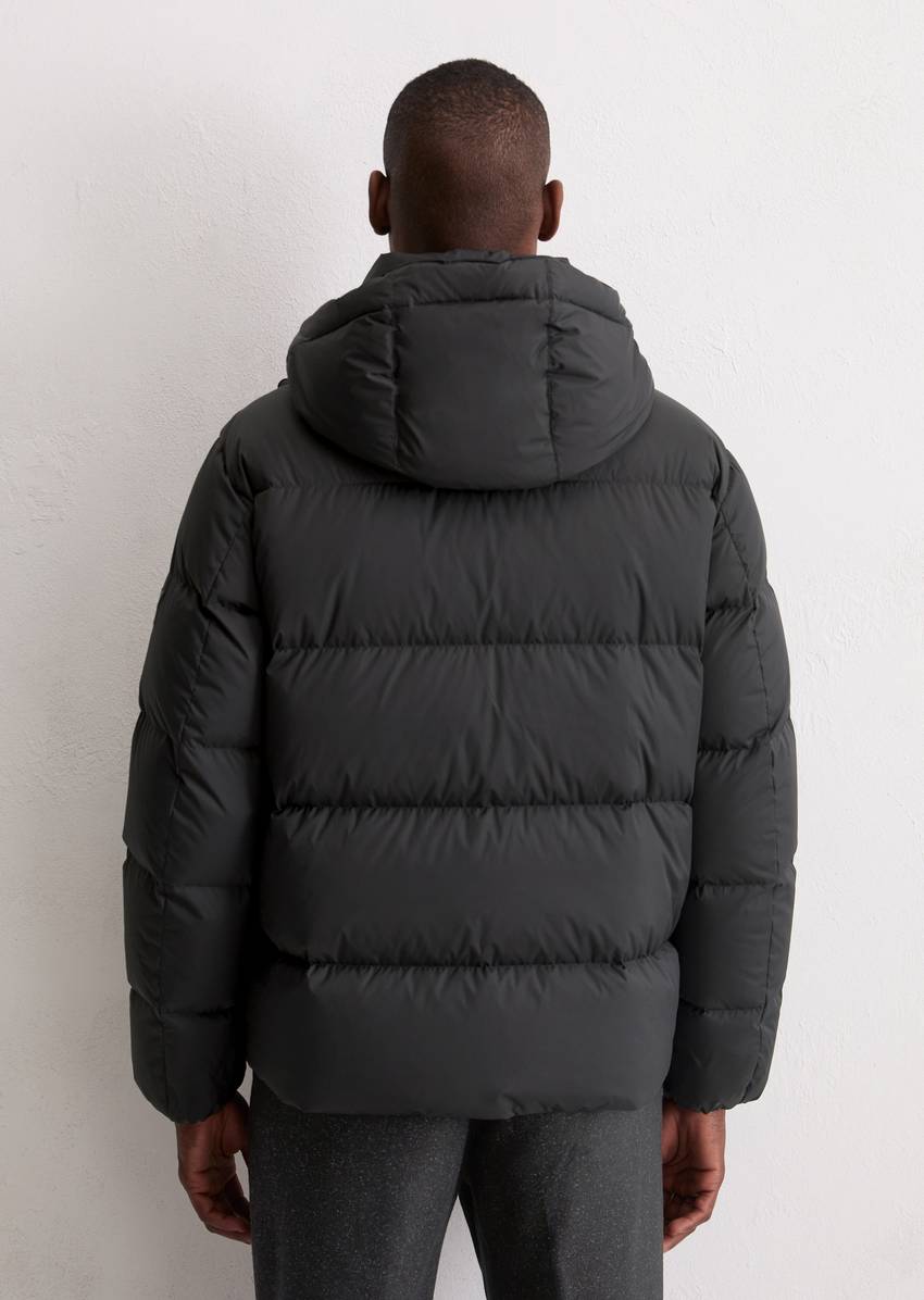 Regular puffer down jacket with detachable hood