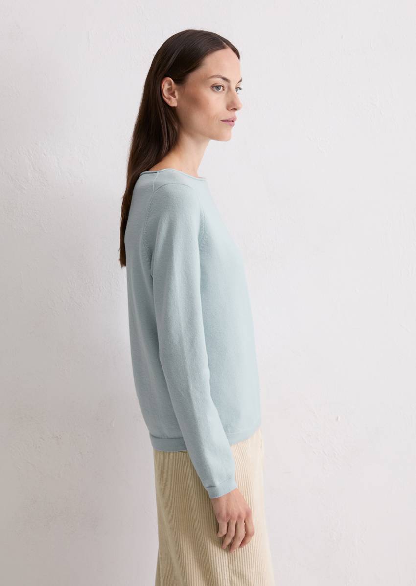 Basic knitted sweater regular made from a soft cotton/virgin wool blend