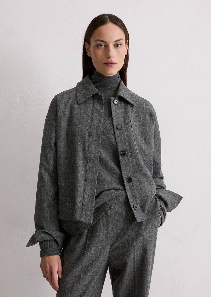 Regular pinstripe jacket made from wool-viscose blend stretch