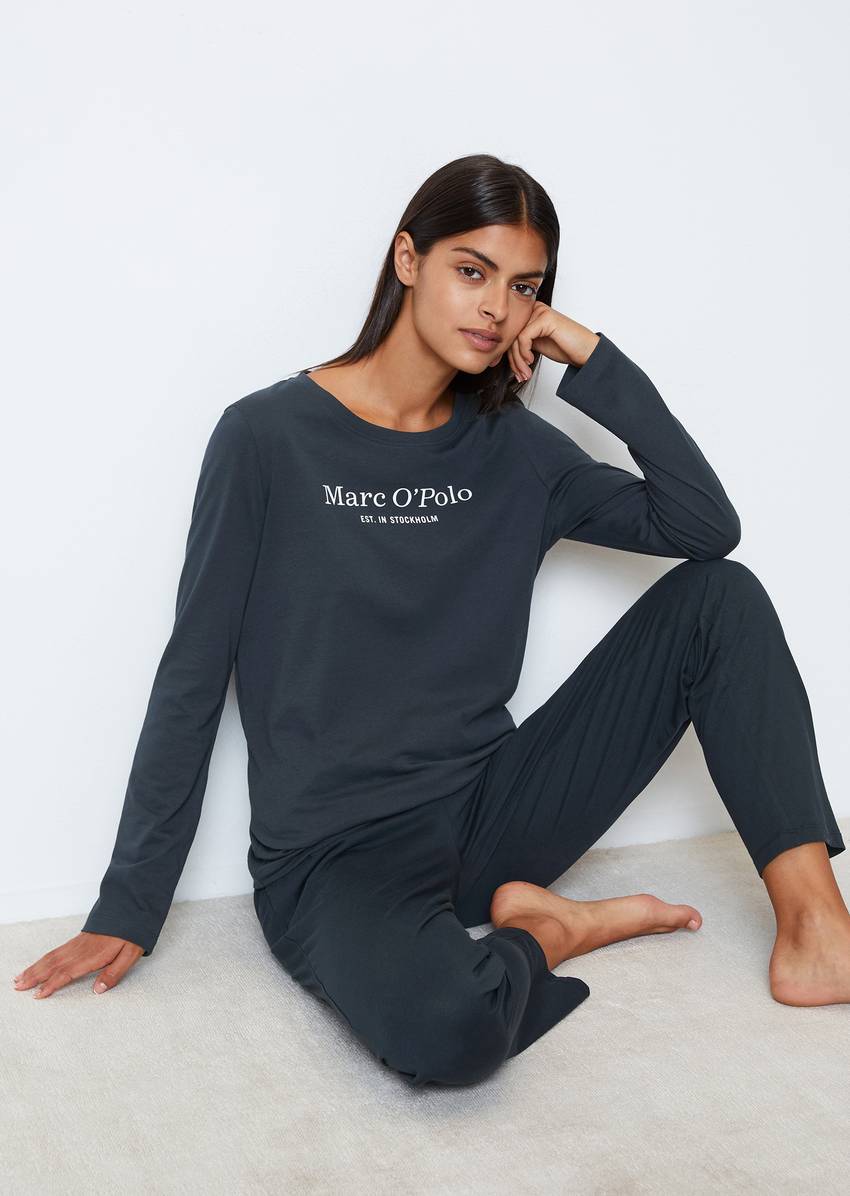 Long-sleeved lounge shirt made from organic cotton jersey