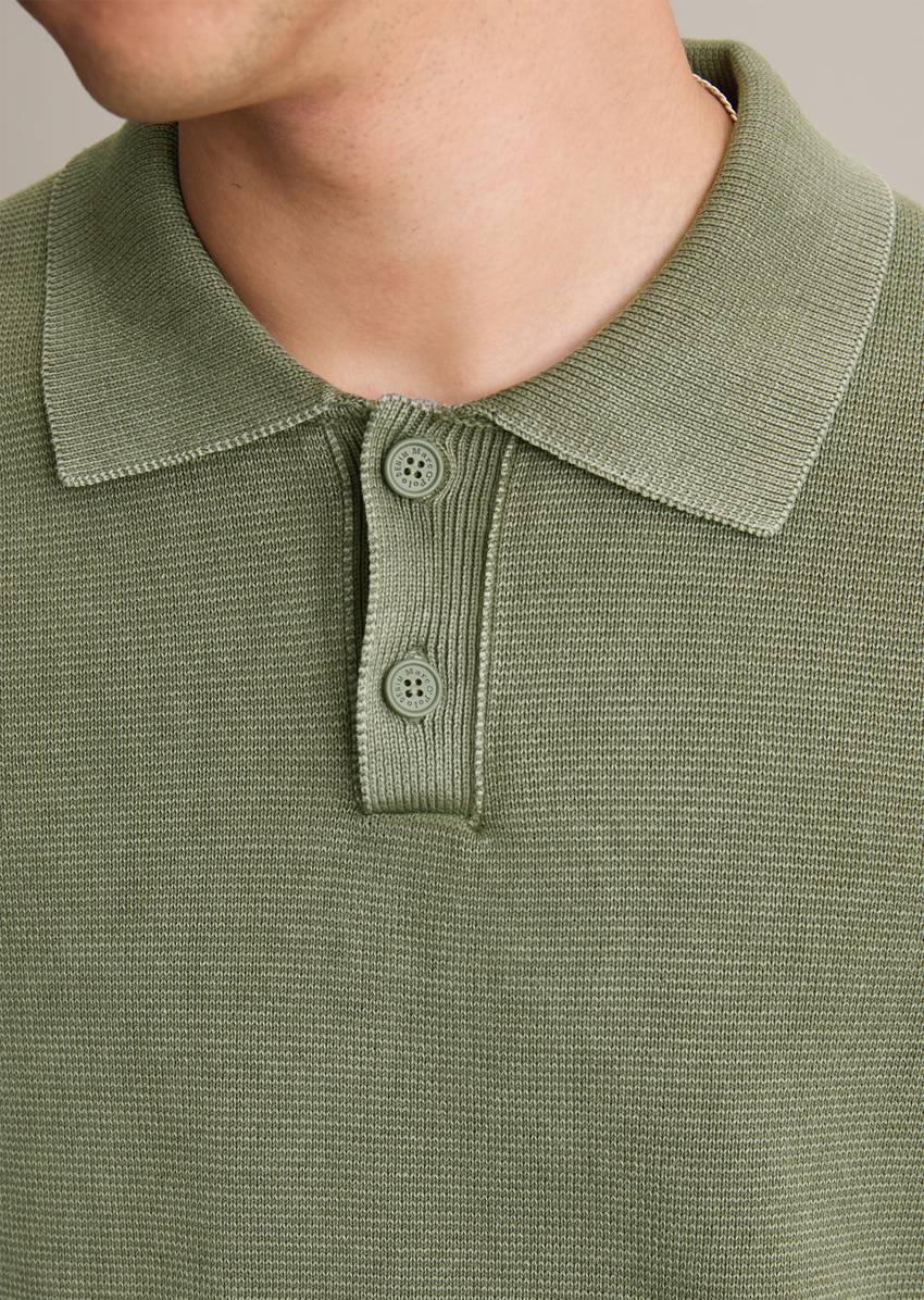 Relaxed knit polo shirt made from pure organic cotton