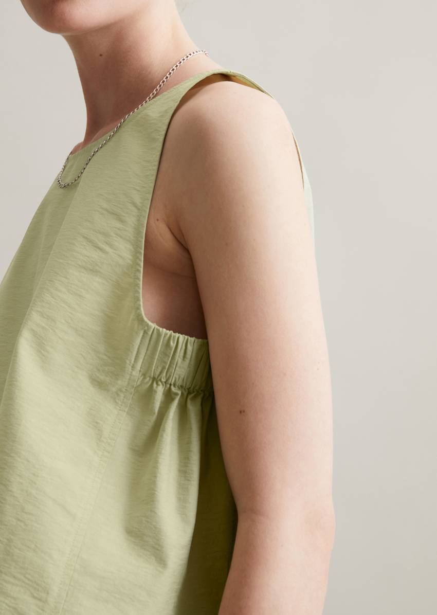 Regular cropped blouse top made from an organic cotton mix