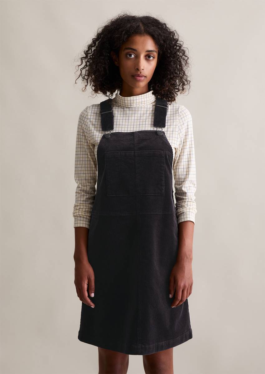 Corduroy dungaree dress flared made from a stretchy organic cotton blend