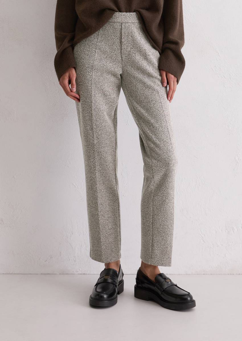 Tweed jersey pants slim made from an organic cotton blend