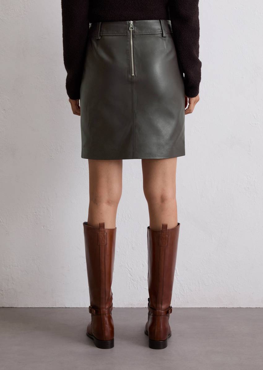Leather mini skirt regular made from soft lamb nappa leather