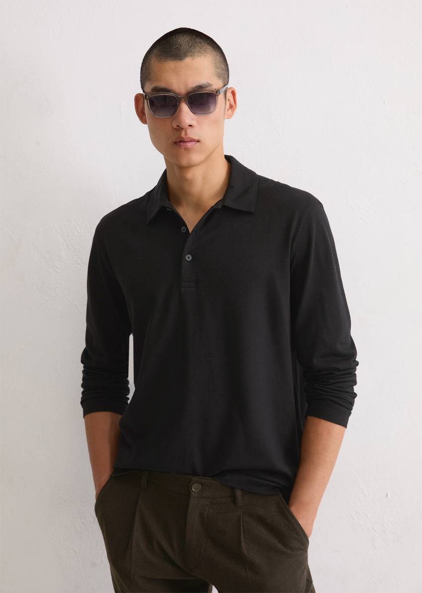 Regular polo shirt made from soft wool blend jersey