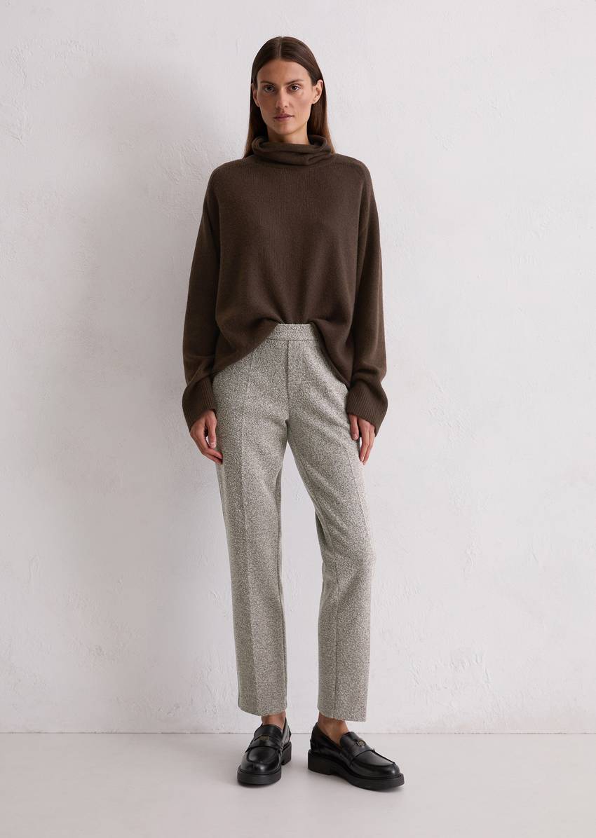 Tweed jersey pants slim made from an organic cotton blend
