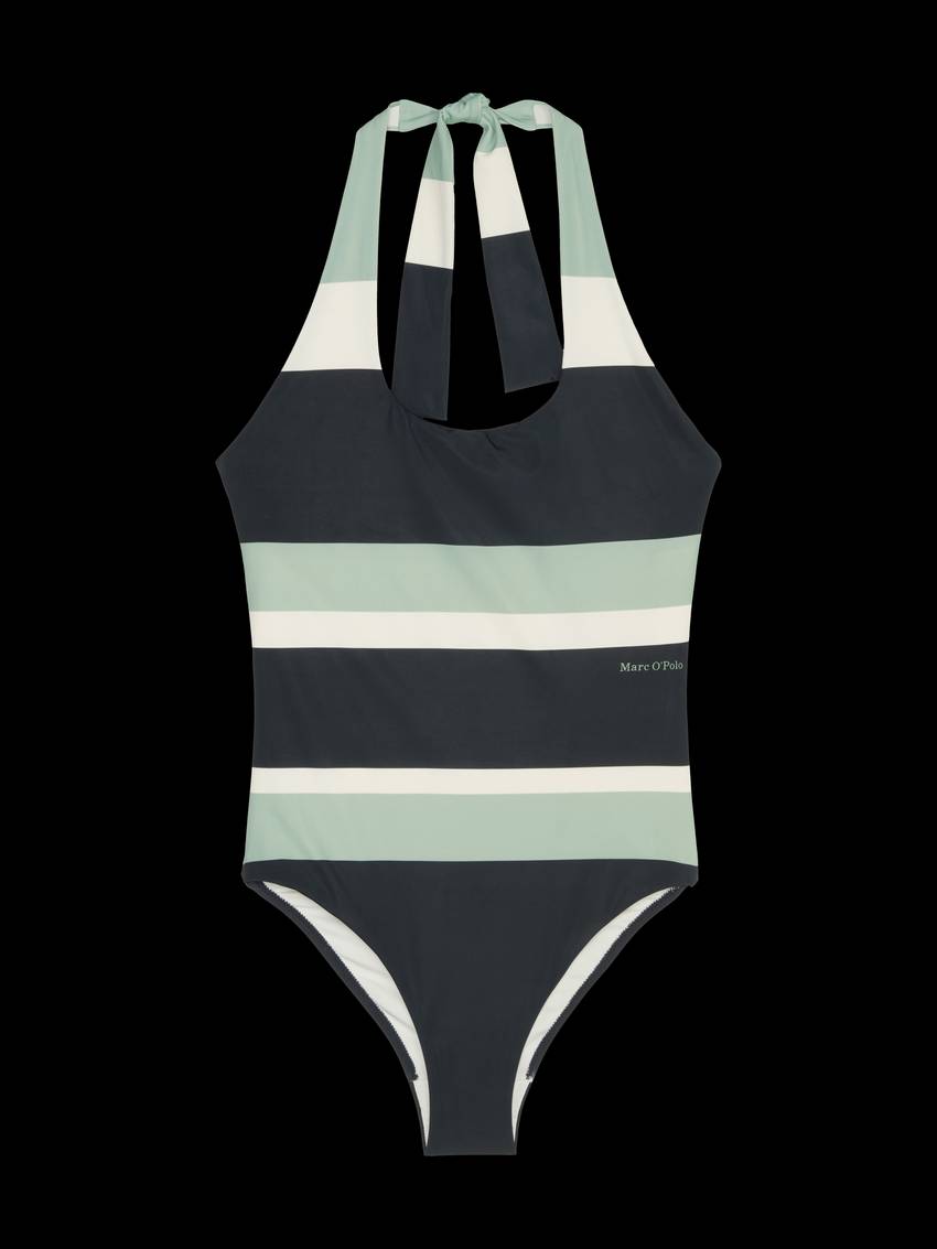 Halter neck swimsuit with round neckline