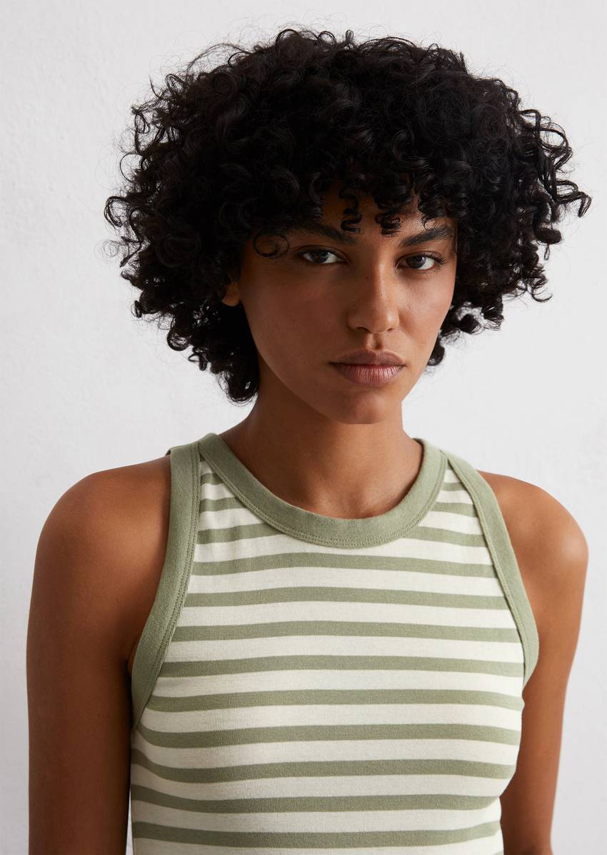 Striped tank top slim made from organic cotton rib jersey