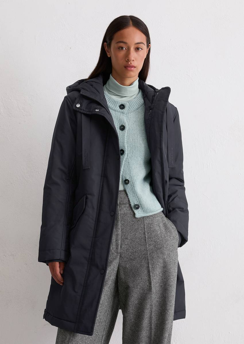 Padded parka jacket fitted made from recycled polyester twill WR