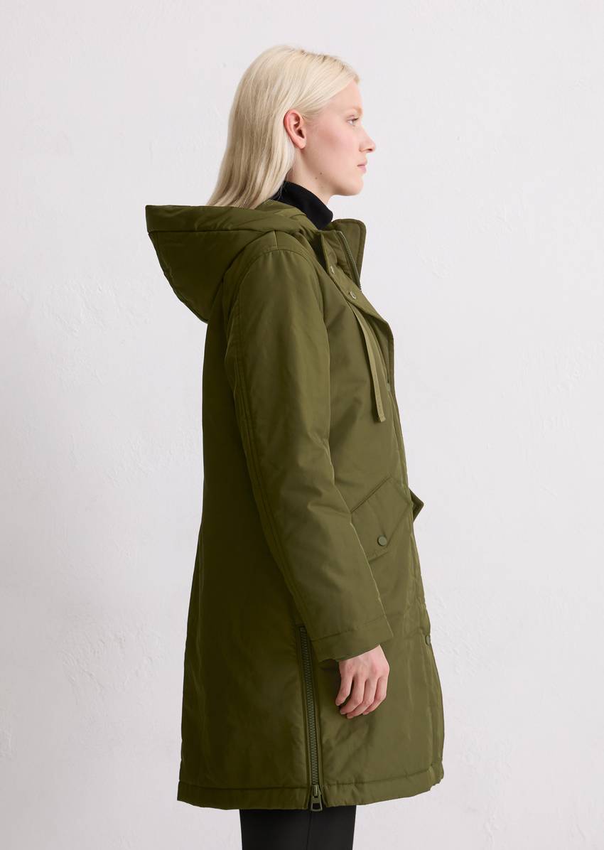 Padded parka jacket fitted made from recycled polyester twill WR