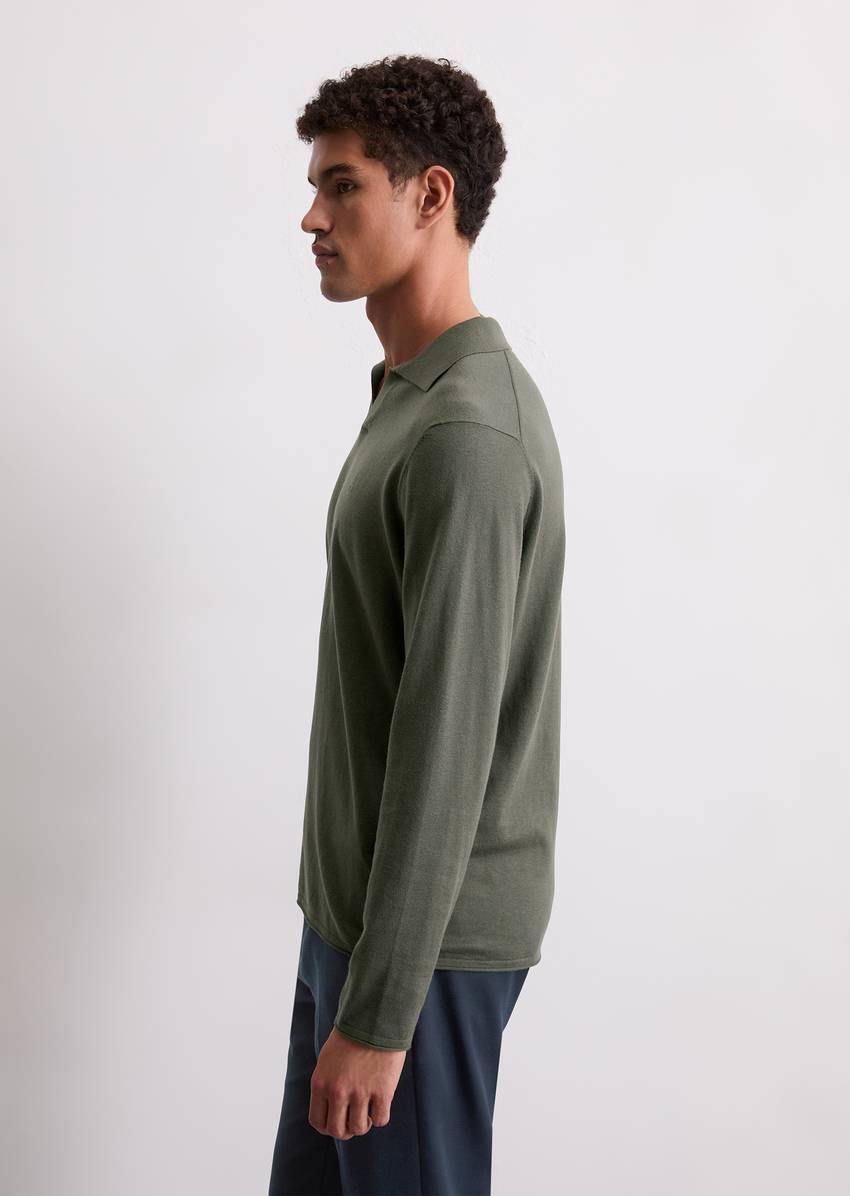 Regular polo neck sweater made from an organic cotton-cashmere blend