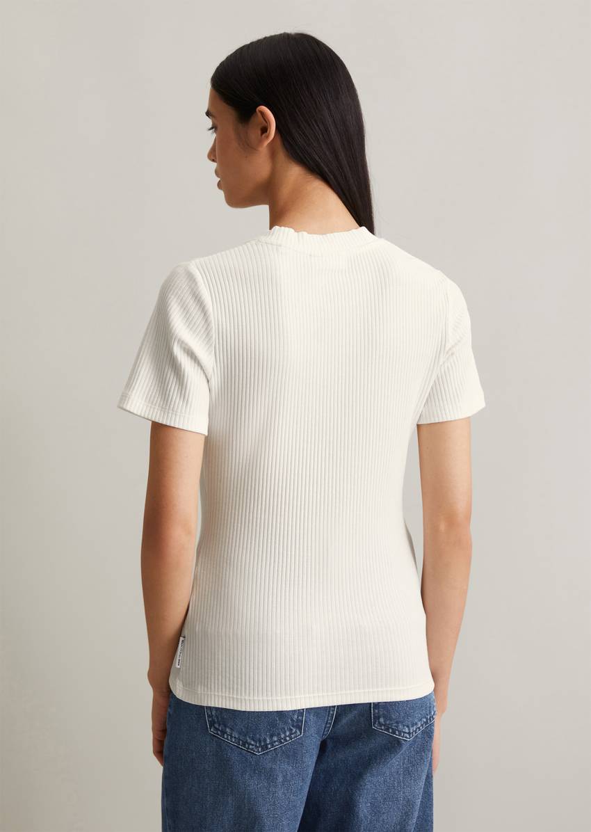 Ribbed jersey T-shirt slim Made from a stretchy organic cotton blend