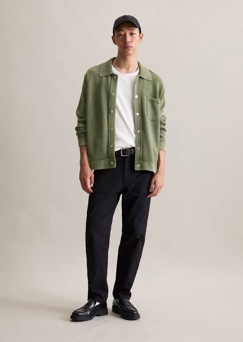 Relaxed cardigan in denim jacket look