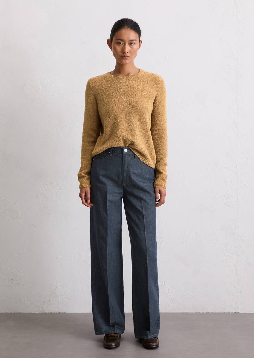 Knitted sweater regular made from bouclé yarn