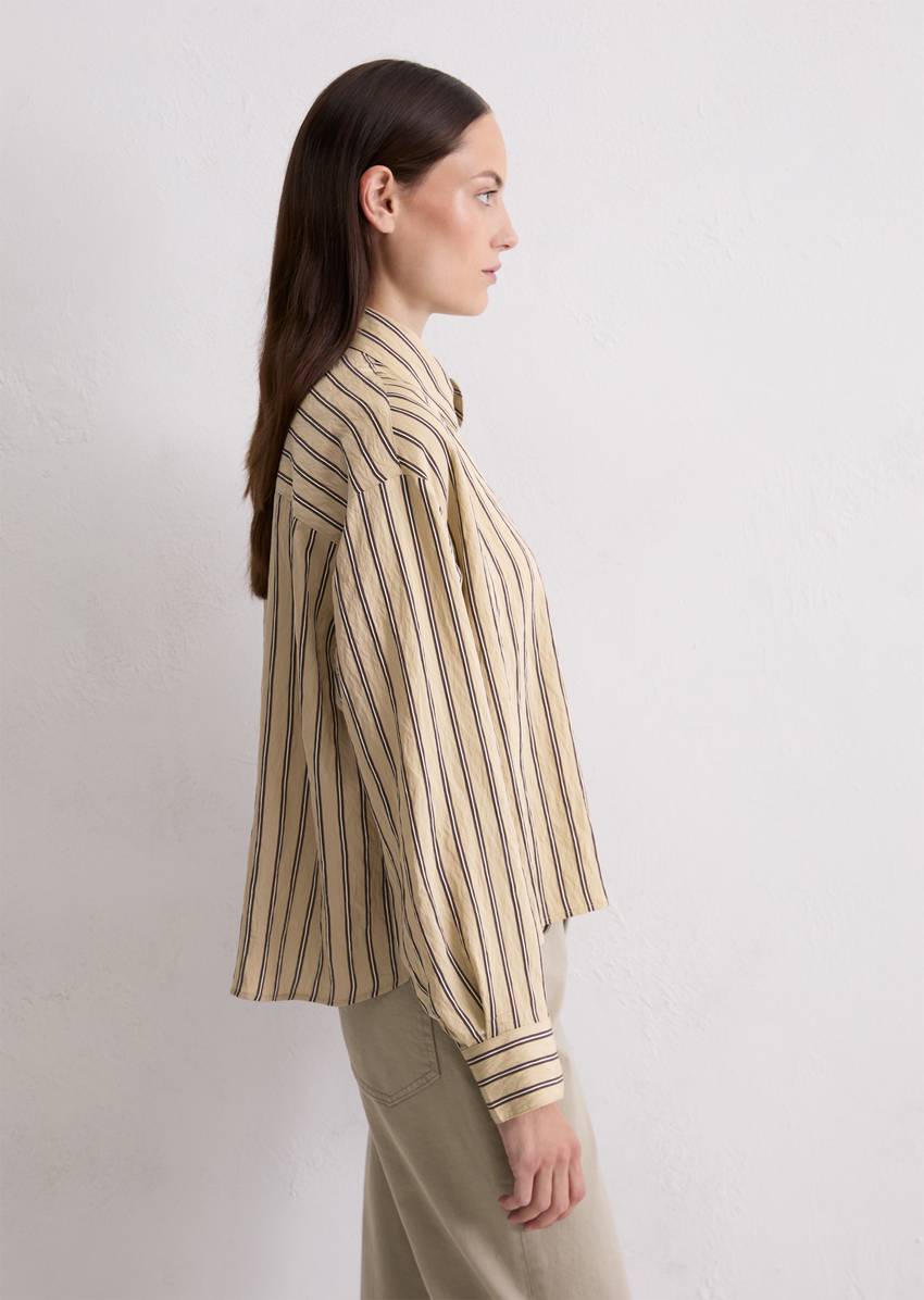 Crinkle striped blouse relaxed cropped from LENZING™ ECOVERO™