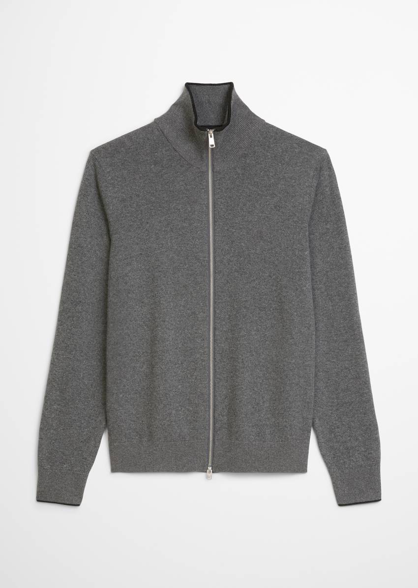 Zipper cardigan regular made from an organic cotton/virgin wool blend