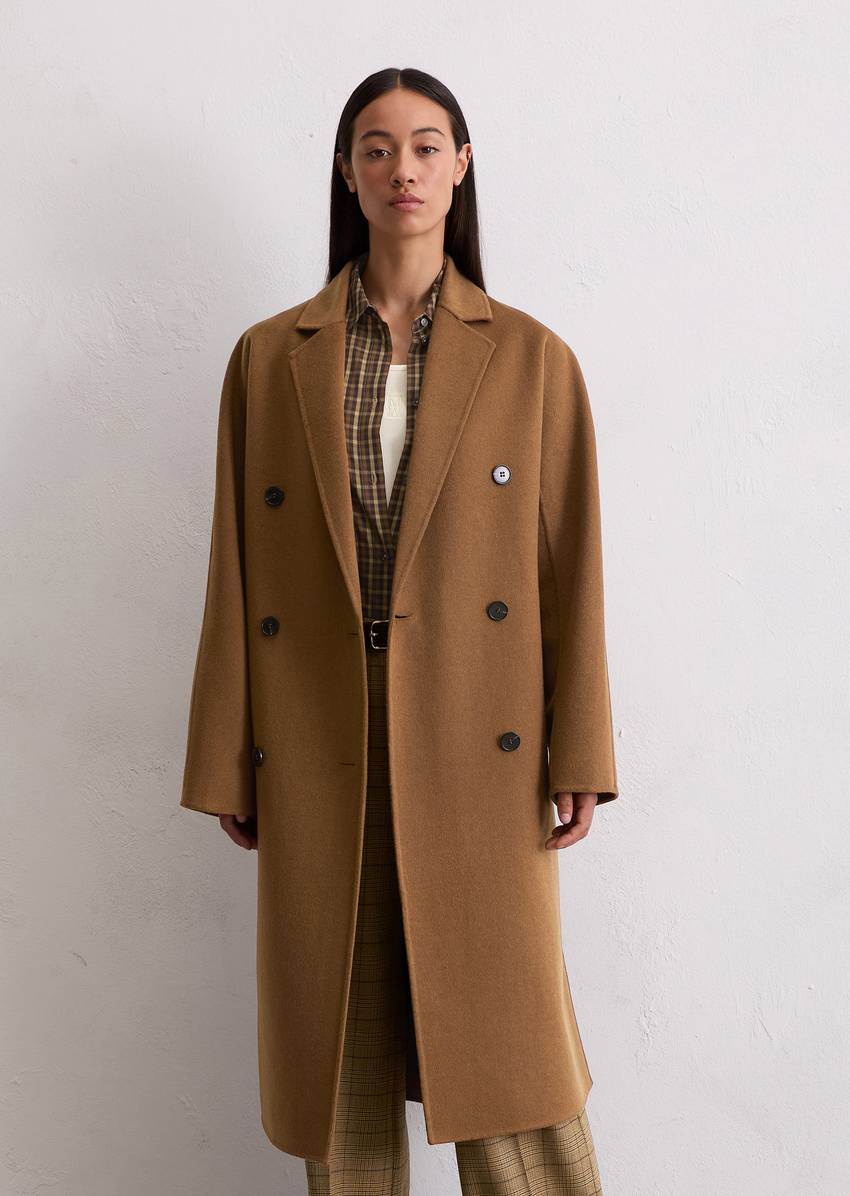 Coat relaxed made from a double-face wool blend