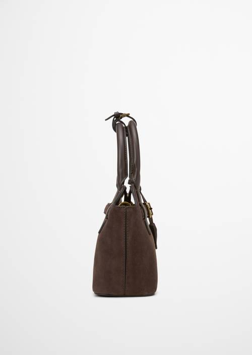 Crossbody bag small made from soft suede cowhide