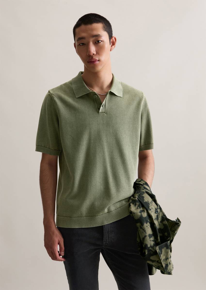 Relaxed knit polo shirt made from pure organic cotton