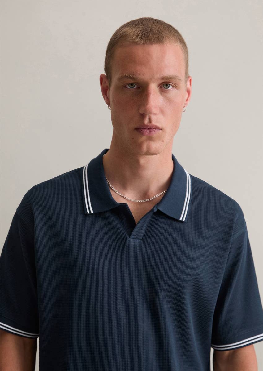 Regular polo shirt made from soft waffle jersey