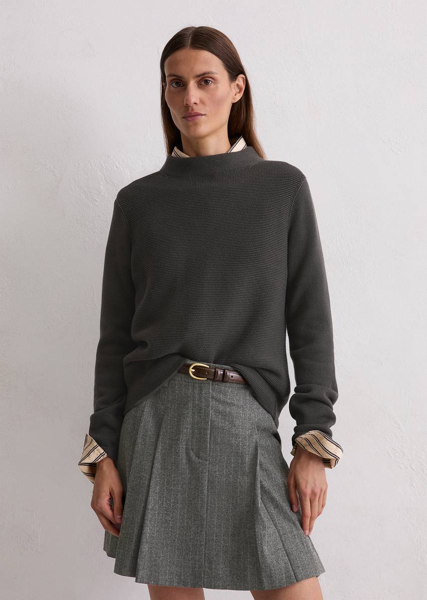 Knitted sweater slim made from organic cotton