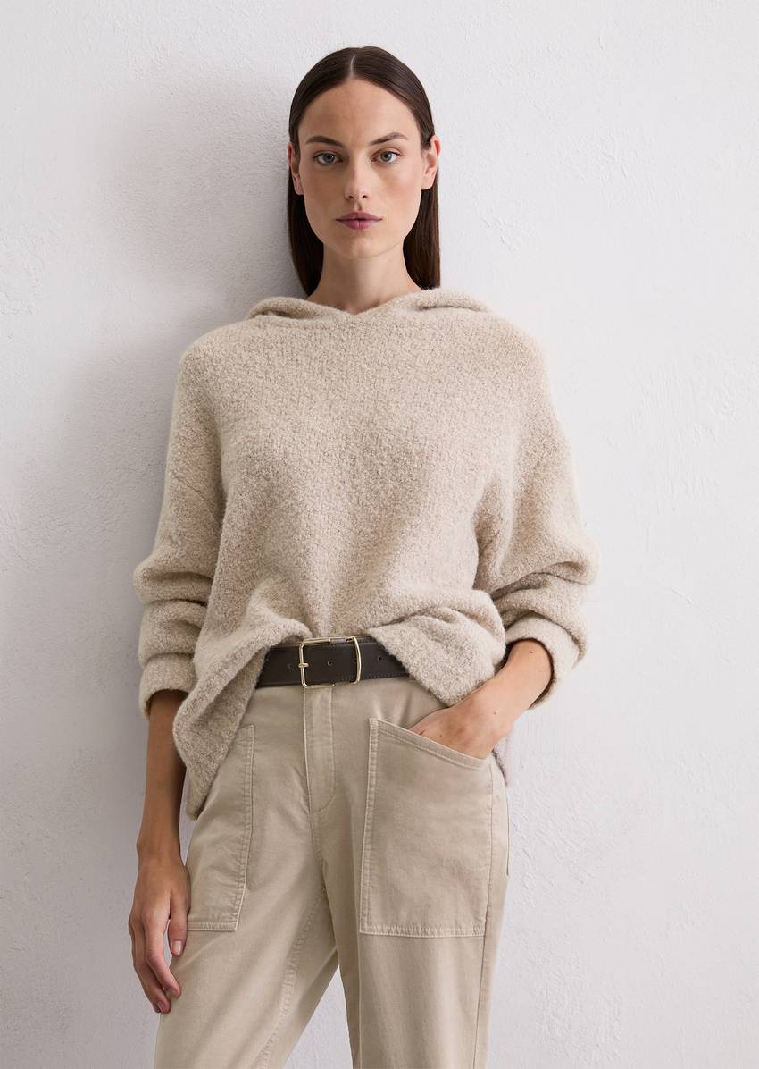 Bouclé hoodie loose made from a virgin wool/alpaca wool mix