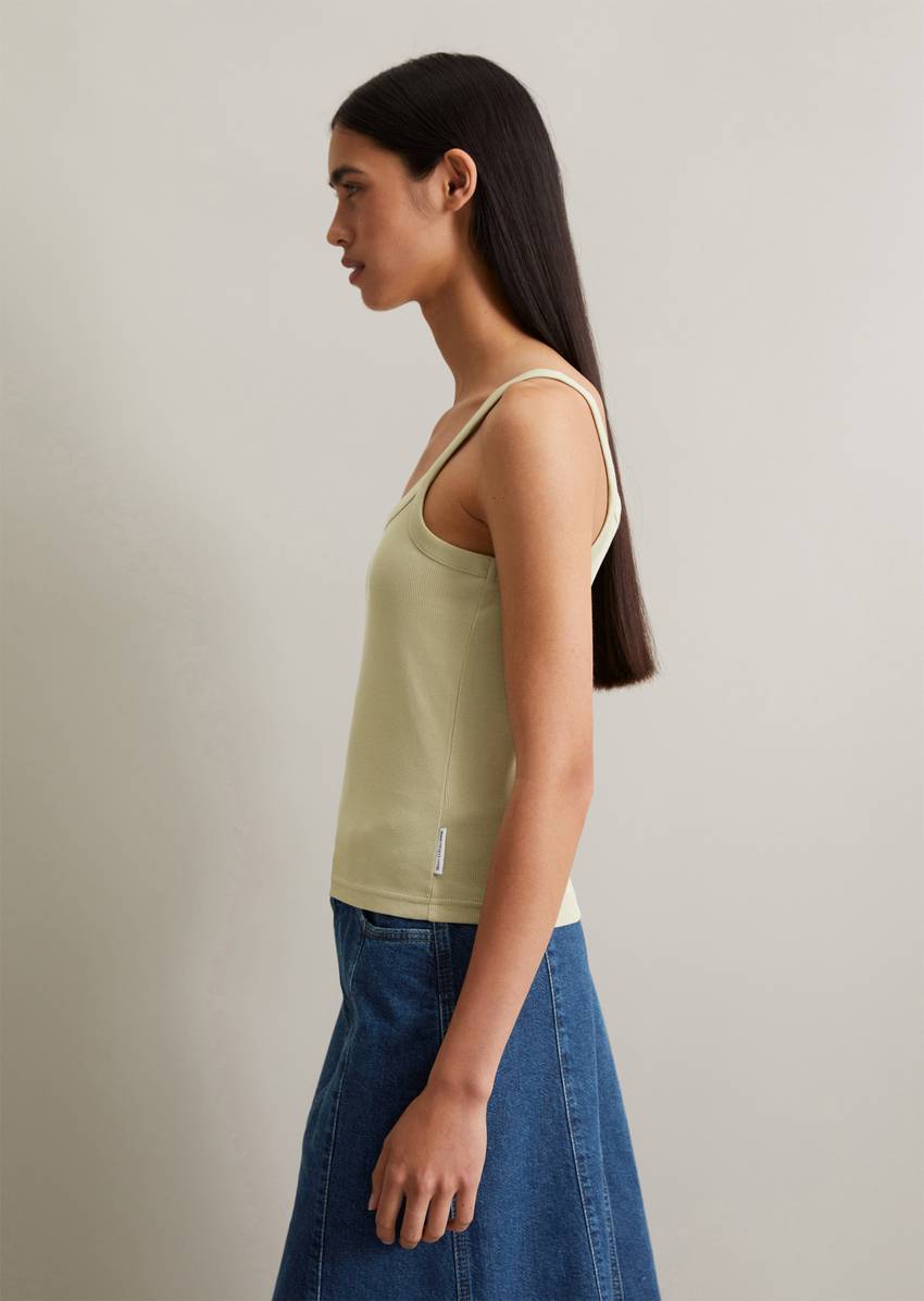 Cropped strap top made from ribbed organic cotton