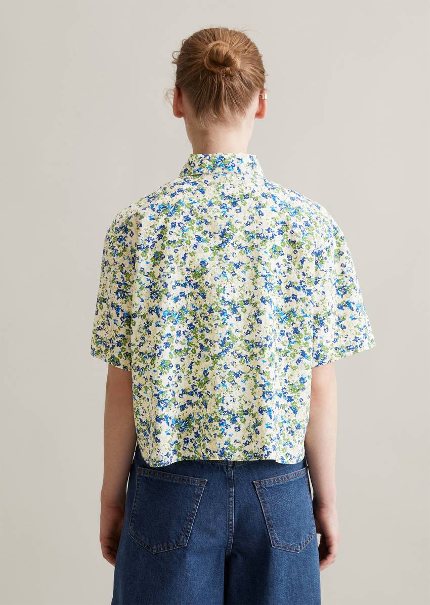 Relaxed print short-sleeved blouse made from LENZING™ ECOVERO™ mix