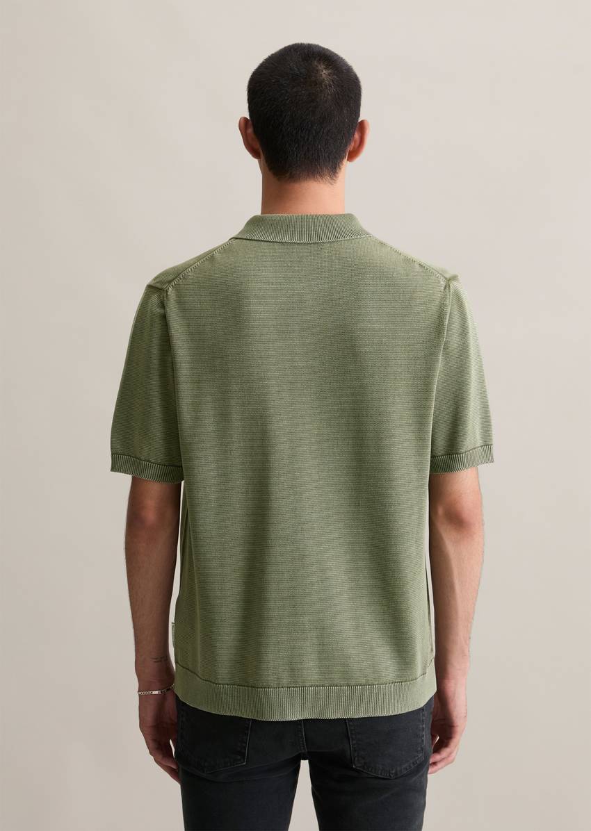 Relaxed knit polo shirt made from pure organic cotton