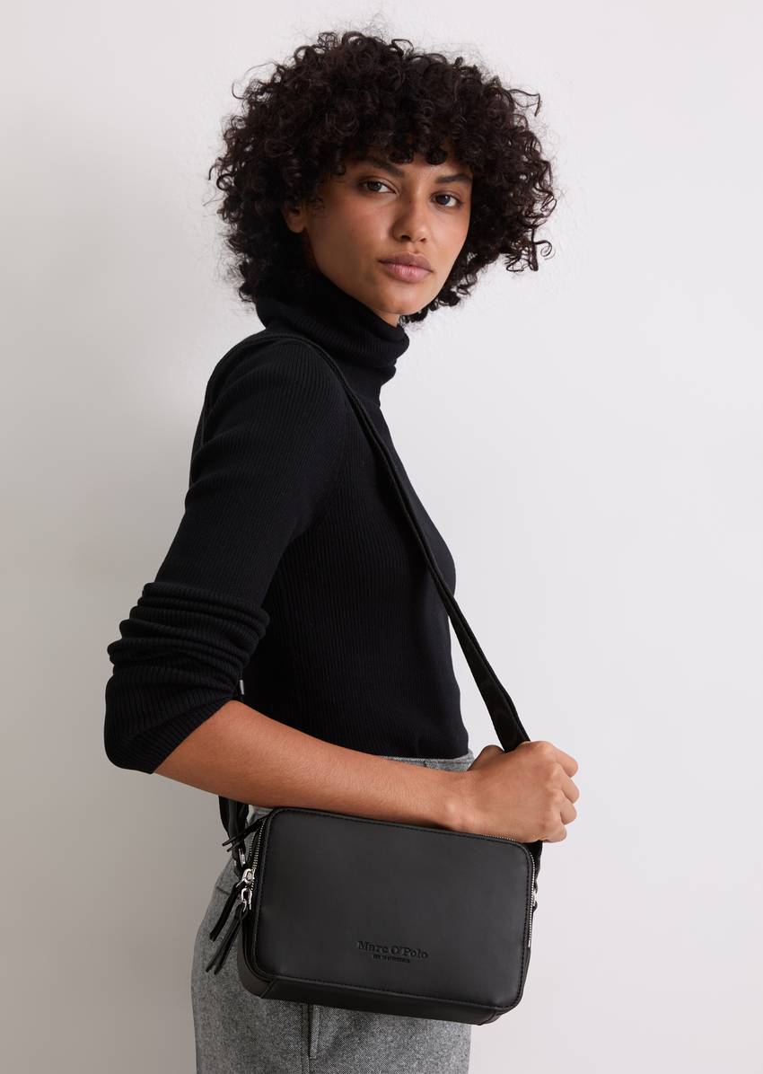 Shoulder bag small made from a leather alternative made from recycled polyester