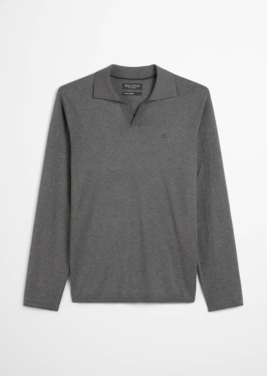 Regular polo neck sweater made from an organic cotton-cashmere blend