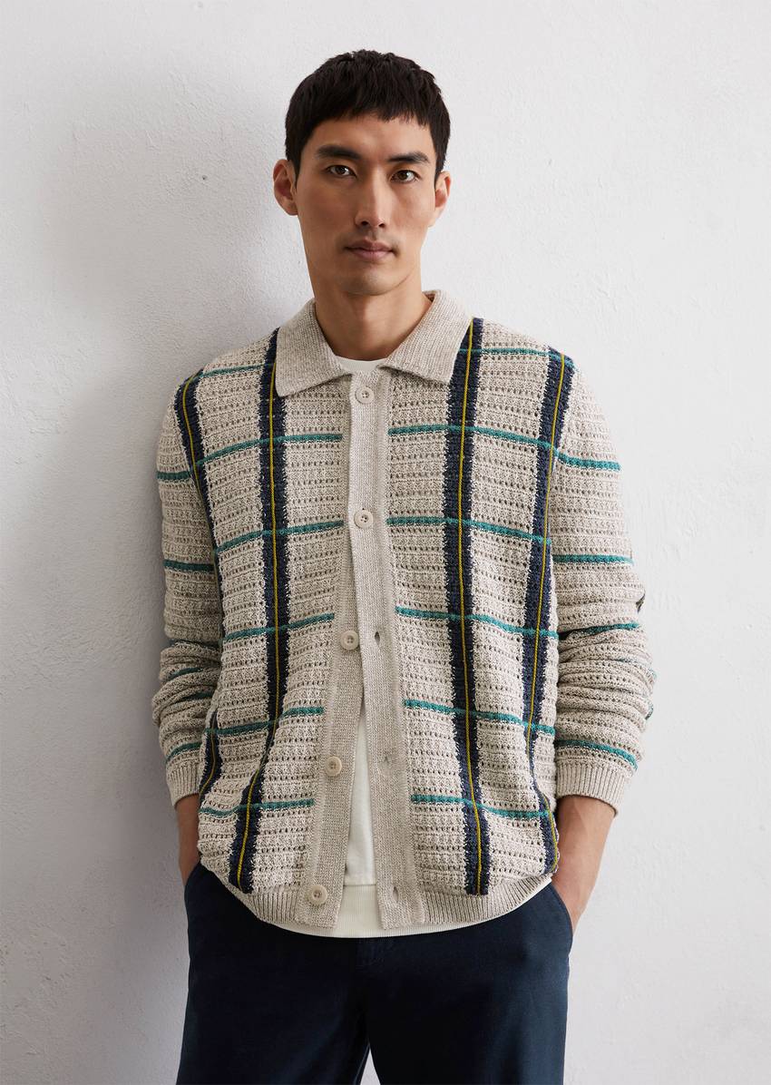 Regular knit overshirt made from an organic cotton-linen blend