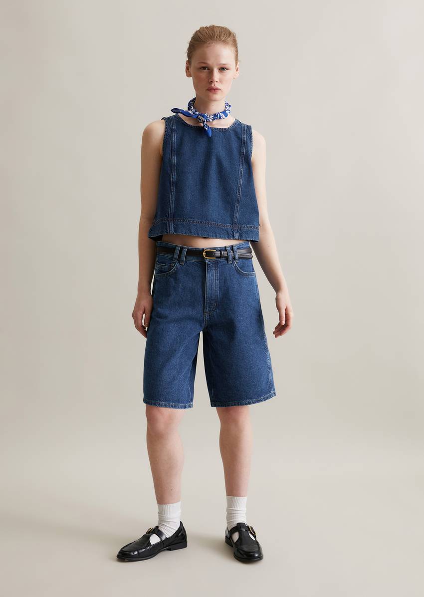 Cropped denim top made from pure organic cotton