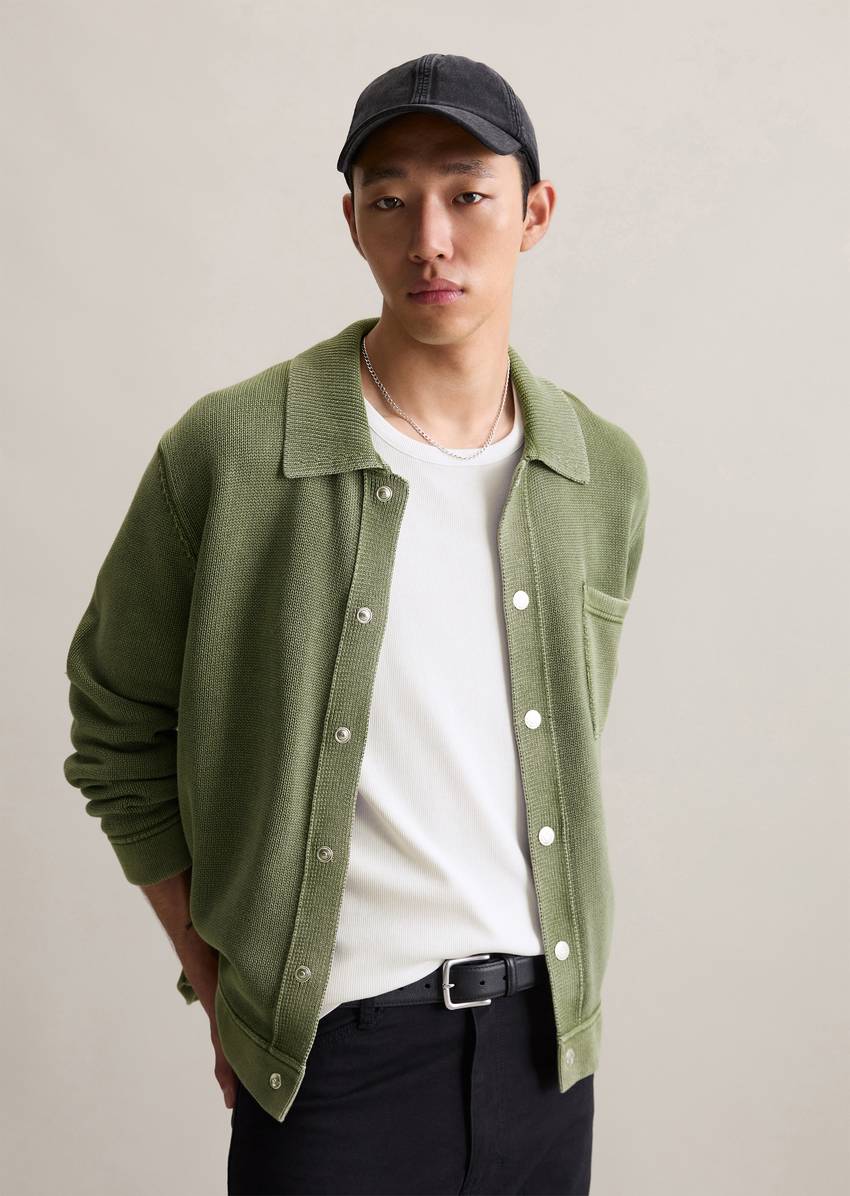 Relaxed cardigan in denim jacket look