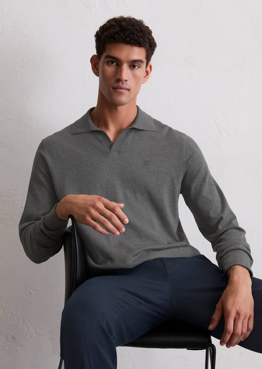 Regular polo neck sweater made from an organic cotton-cashmere blend