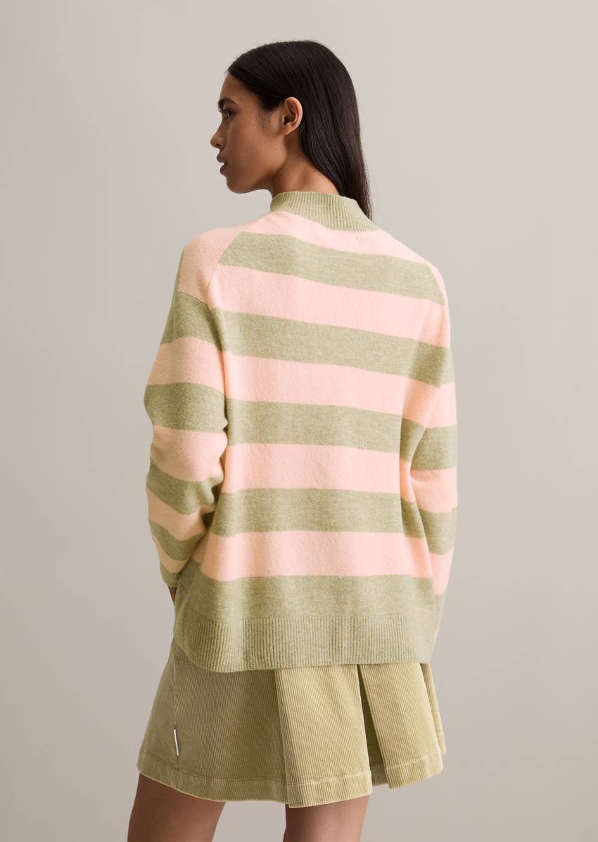 Striped knitted sweater regular made from a soft virgin wool blend