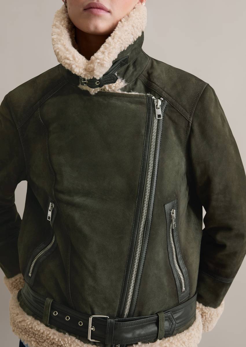 Suede jacket regular with teddy plush