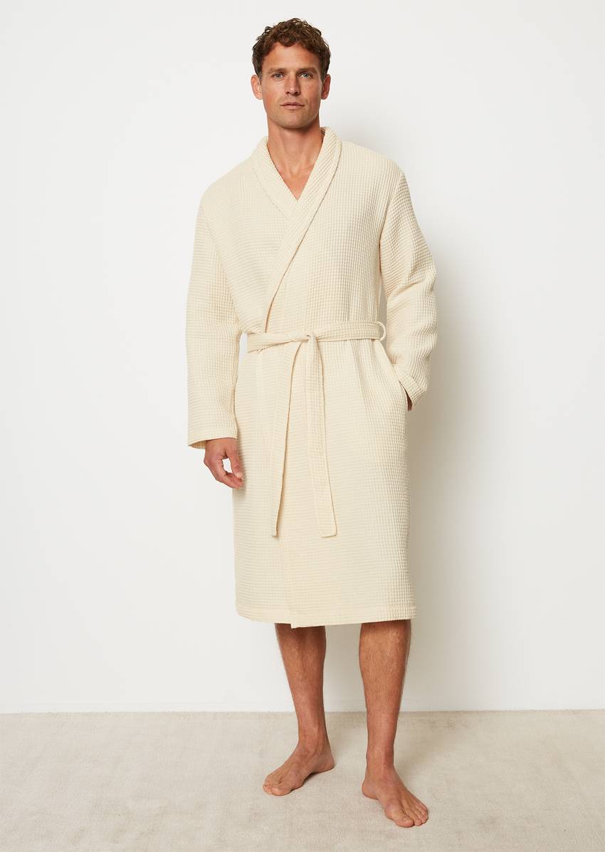 Men's bathrobe model Essential from waffle piqué