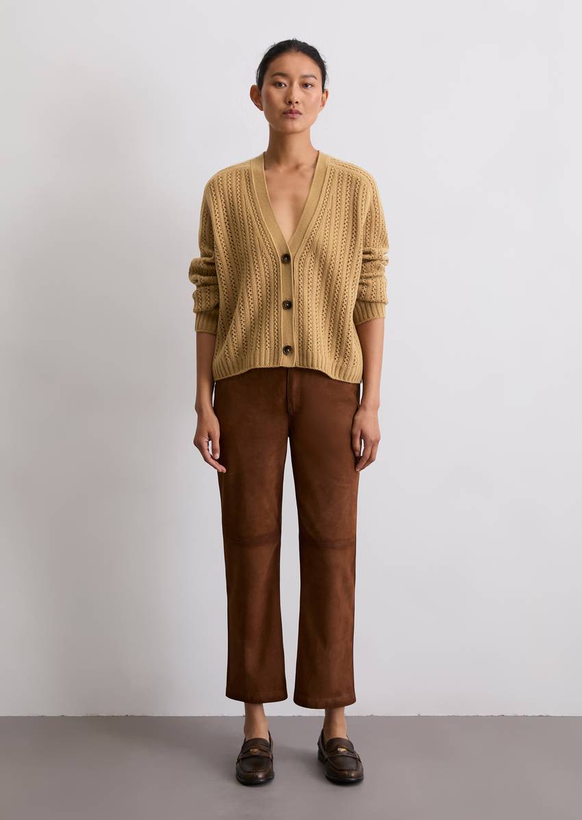 Ajour cardigan oversize made from virgin wool