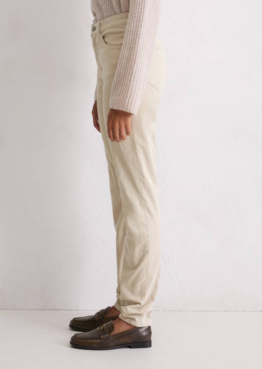 Velvet pants model Alkea slim made from an organic cotton stretch blend